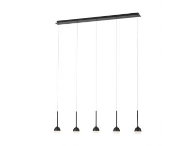 Suspension métal noir NUCETTO LED INT 5X22,5W