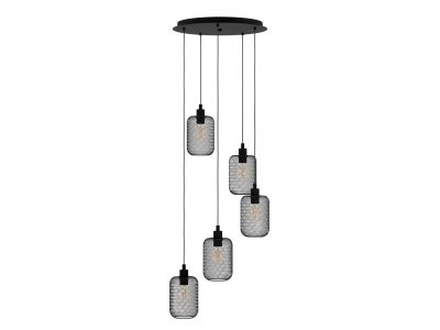 Suspension métal noir WRINGTON E27 5X60W