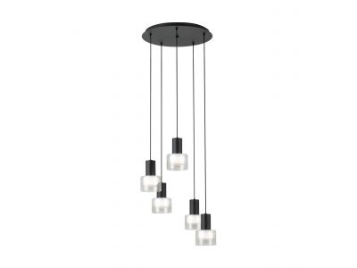 Suspension verre noir MOLINEROS GU10 5X4,6W