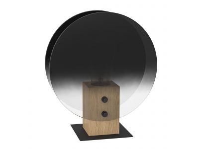 Lampe à poser MILLENA noir/bois et verres fumées HT25CM