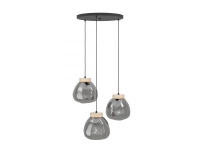 Suspension en verre fume MAGACELA cascade E27 3X40W