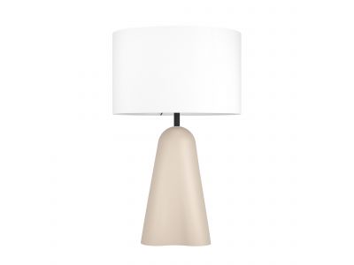 Lampe de table en céramique sable et abat jour tissu blanc TOLLERIC E27 40W