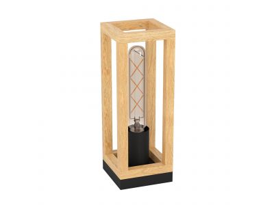 Lampe de table en bois et métal noir LITTLETON E27 40W