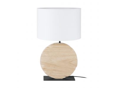 Lampe pied en bois et métal et abat jour blanc CONTESSORE H62,5 cm E27 40W