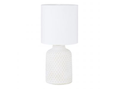 Lampe de table en pied céramique blanc et abat jour blanc BELLARIVA E14 40W