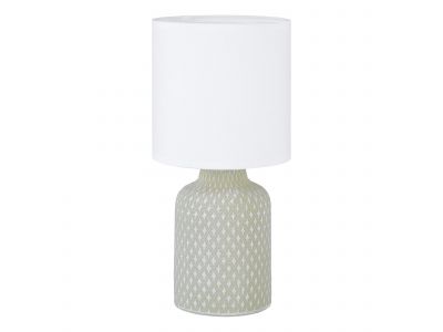 Lampe de table en pied céramique gris et abat jour blanc BELLARIVA E14 40W