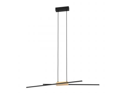 Suspension  LED PANAGRIA noir/bois H110cm