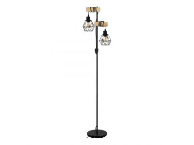 Lampadaire en bois naturel et métal noir TOWNSHEND 5 E27 2X60W