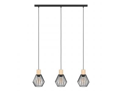 Suspension en bois et métal noir PALMORLA E27 3X60W