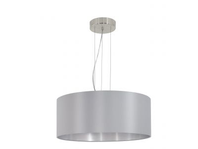 Suspension tissu gris MASERLO E27 3X60W