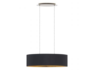 Suspension tissu noir MASERLO L78CM E27 2X60W