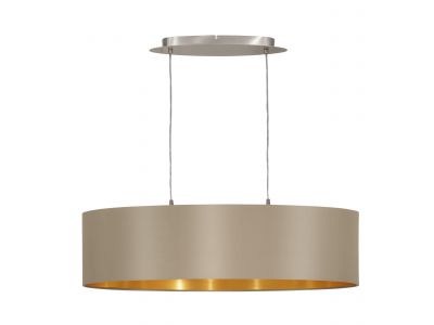 Suspension tissu taupe MASERLO L78CM E27 2X60W