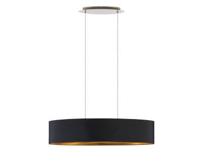 Suspension tissu noir MASERLO L100CM E27 2X60W