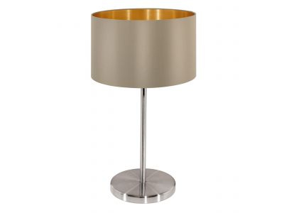 Lampe de table tissu taupe MASERLO E27 1X60W