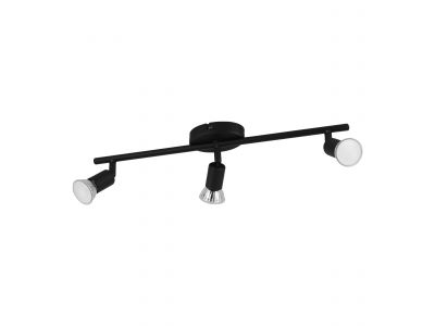 Spot de plafond réglette/plaf métal noir BUZZ-LED GU10 3X2,8W