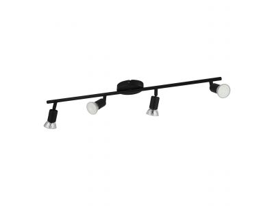 Spot de plafond réglette/plaf métal noir BUZZ-LED GU10 4X2,8W