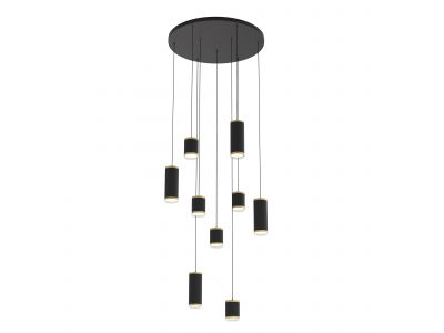 Suspension en métal noir et doré TOULOUSE led intégrée 9X57W 6600 lumens 3000K Diamètre 60,5 cm