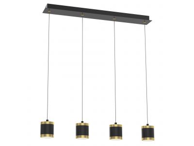 Suspension en métal noir et doré TOULOUSE led intégrée 4X8,5W 3900 lumens 3000K