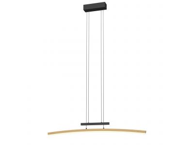 Suspension LED dimmable BOLOGNA noir/bois L90cm