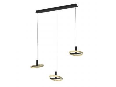 Suspension LED dimmable BREST noir/doré L105cm