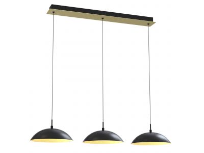 Suspension en métal noir et doré ROSSKOFF led intégrée 3X29W 3300 lumens 3000K