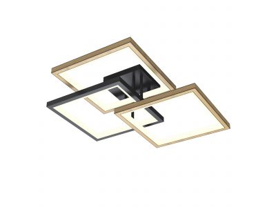 Plafonnier en métal noir et bois METERA led intégrée 40W 4600 lumens 3000K