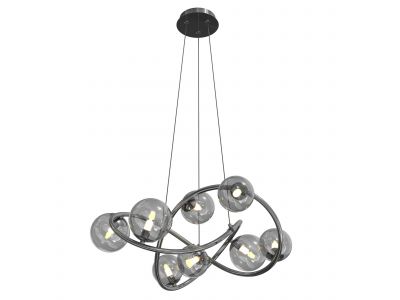 Suspension NANCY noir chromé/verre fumé Ø64cm