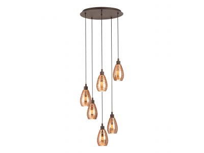 Suspension métal marron SIRACUSA E27 6X60W