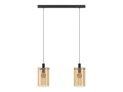 Suspension verre ambre POLVERARA E27 2X40W