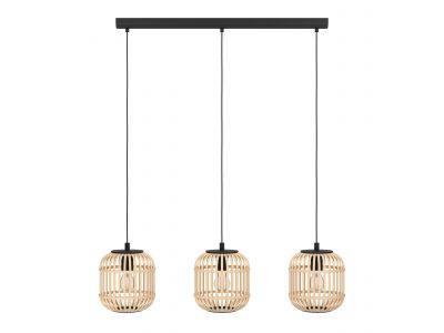 Suspension bambou naturel BORDESLEY Barre 3 E27 3X28W