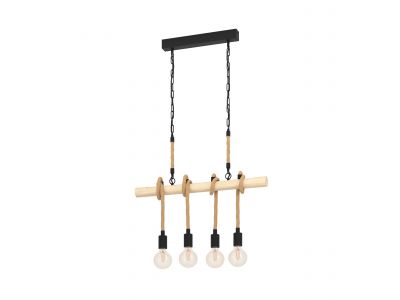 Suspension bois naturel YOUNGSTOWN E27 4X40W