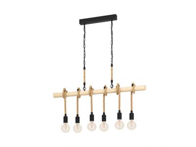 Suspension bois naturel YOUNGSTOWN E27 6X40W