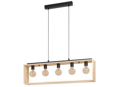 Suspension bois naturel FAMBOROUGH E27 5X40W