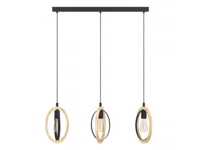 Suspension métal noir BASILDON Barre 3 E27 3X40W