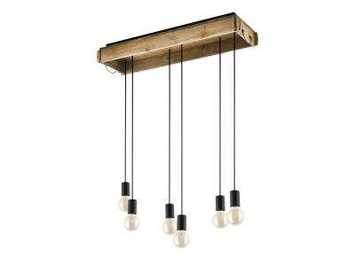 Suspension métal naturel WOOTTON E27 6X40W