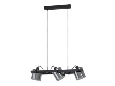 Suspension métal et verre noir HORNWOOD 2 E27 3X40W