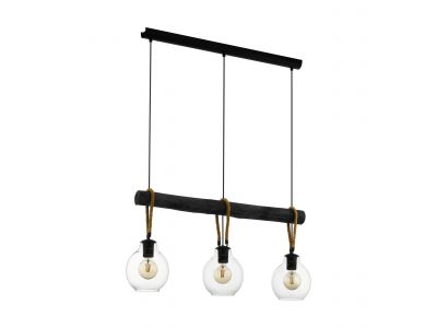 Suspension verre noir RODING E27 3X40W