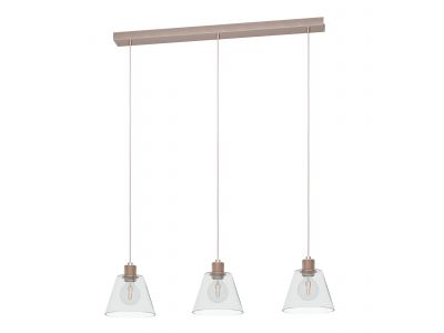 Suspension verre rose COPLEY E27 3X40W