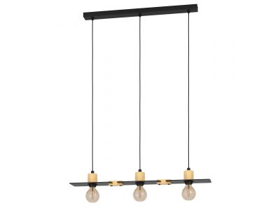 Suspension métal noir BRAMERTON E27 3X40W