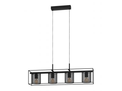 Suspension métal noir CATTERICK E27 4X40W