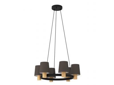 Suspension bois taupe EDALE Rond E27 6X40W