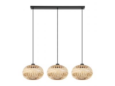 Suspension naturel bois AMSFIELD 1 Barre 3 E27 3X40W