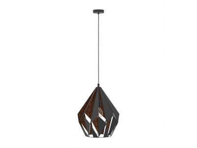 Suspension métal noir/cuivre CARLTON 1 D38,5CM E27 1X60W