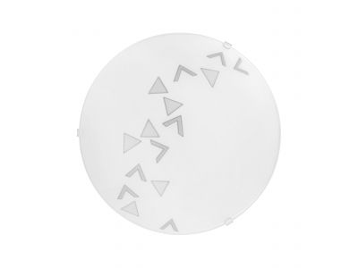 Plafonnier verre blanc MARS motif triangles E27 1X25W