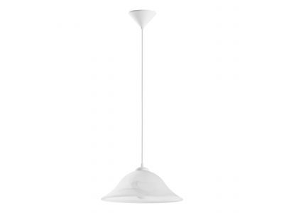 Suspension en verre albatre et pvc blanc ALBANY E27 1X60W