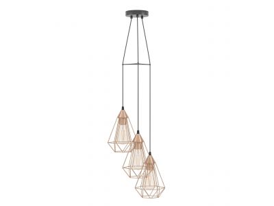 Suspension métal cuivre TARBES cascade E27 3X60W