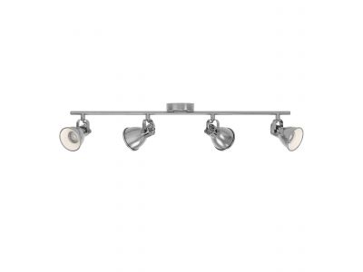 Spot de plafond réglette/plaf métal argenté SERAS GU10 4X3W