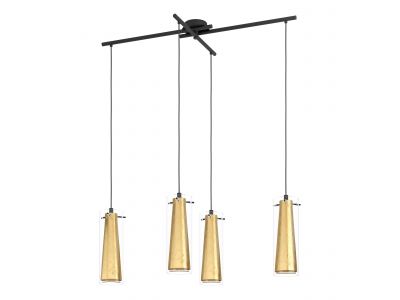 Suspension verre or PINTO GOLD E27 4X40W