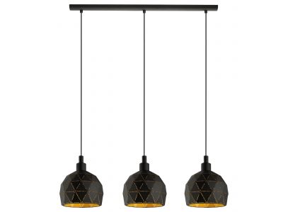 Suspension métal noir ROCCAFORTE E14 3X40W