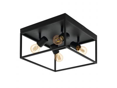 Plafonnier métal noir SILENTINA E27 4X40W